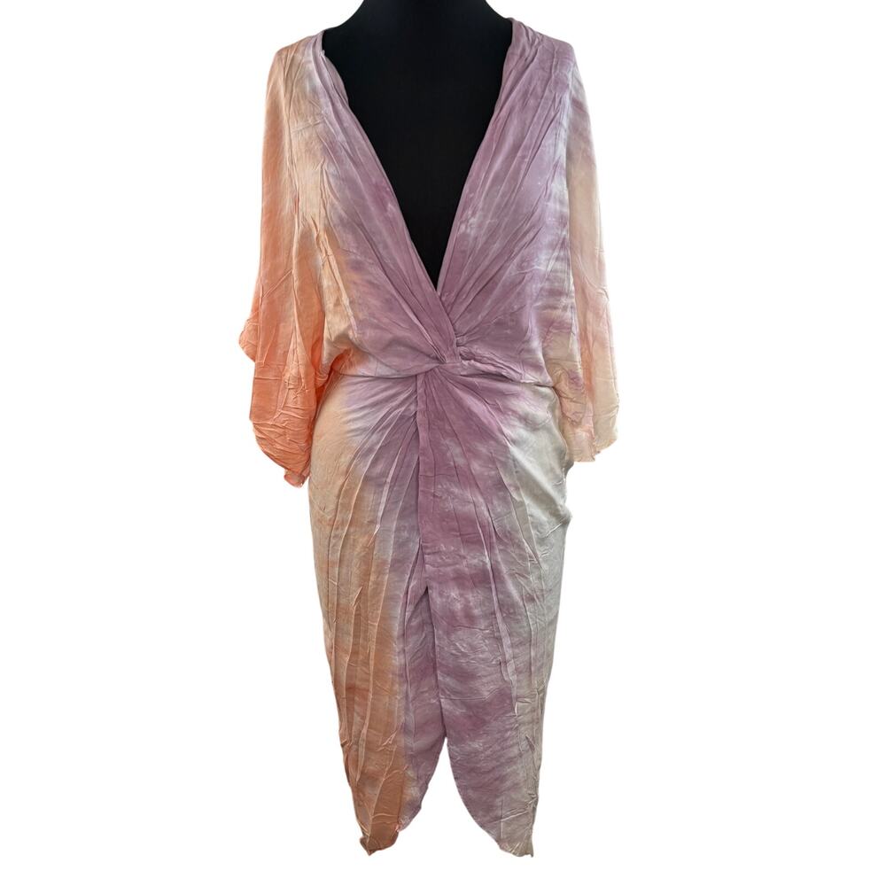 Young Fabulous & Broke Siren Pink Orange Coverup Dress Tie Dye Plunge S Small